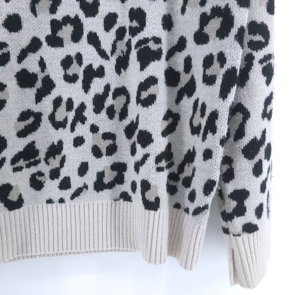 Kut from the Kloth Boxy Neutral Animal Leopard Print CowlNeck Pullover Sweater S - Picture 5 of 13